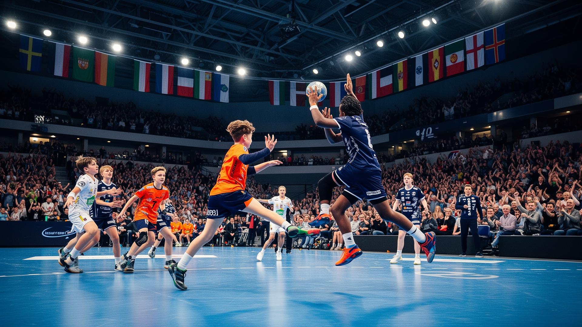 Jucători de handbal juniori în acțiune la FunSports Cup